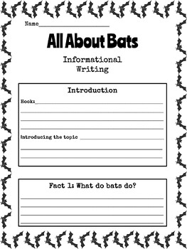 Preview of All About Bats Graphic Organizer For Informational Writing