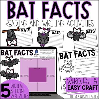 Preview of All About Bats Webquest Reading Comprehension Activities & Writing Craft