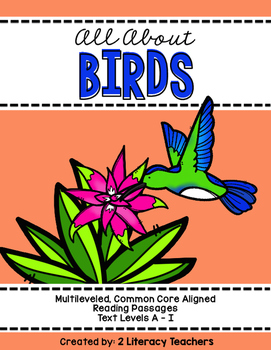 Preview of All About Birds: CCSS Aligned Leveled Reading Passages and Activities