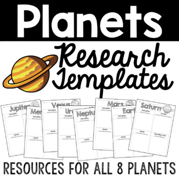 Preview of All About Planets Writing Research Templates