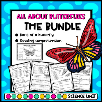 Preview of All About Butterfly Facts - Reading Comprehension and Parts of a Butterfly