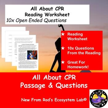 Preview of All About CPR Reading Worksheet **Editable**