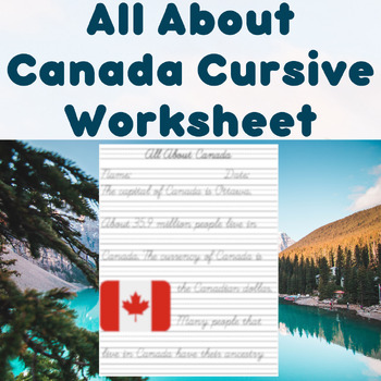 Preview of All About Canada Cursive Worksheet