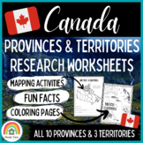 All About Canada: Provinces & Territories Worksheets Mappi