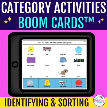 Preview of Categories Speech Therapy Boom Cards™ for Naming & Category Sorting