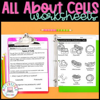 Preview of All About Cells Biology Worksheets 
