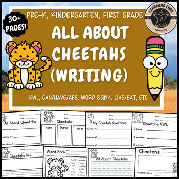 Preview of All About Cheetahs Writing Nonfiction Cheetah Unit PreK Kindergarten First TK