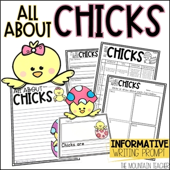 Preview of All About Chicks Informative Craft | Spring Writing Prompt and Bulletin Board