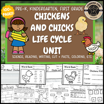 Preview of All About Chicks and Chickens Life Cycle Writing PreK Kindergarten First TK UTK