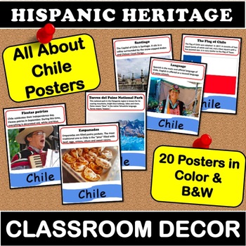 Preview of All About Chile Posters | Hispanic Heritage Classroom Decor Spanish Language