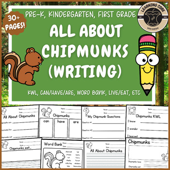 Preview of All About Chipmunks Writing Nonfiction Forest Unit PreK Kindergarten First TK