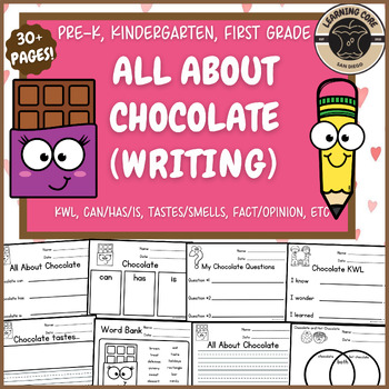 Preview of All About Chocolate Writing Chocolate PreK Kindergarten First Grade TK UTK