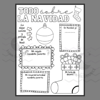 All About Christmas Poster in spanish La Navidad Writing coloring ...