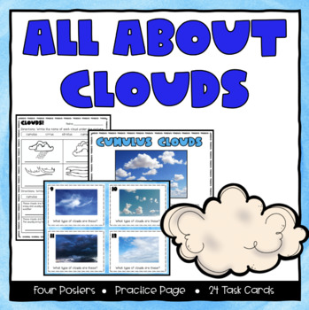 Types of Clouds Posters, Worksheet, and Task Cards by Lighting Up ...