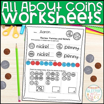 Preview of All About Coins-Coin Identification, Value, & Counting Sets of Change Worksheets