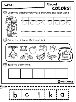 All About Colors Worksheets by Miss Cherry | Teachers Pay Teachers