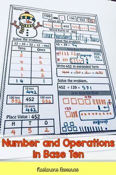 2nd Grade Math Worksheets-Number and Operations in Base Ten by Nastaran