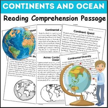Preview of All About Continent and Ocean | Science Reading Comprehensions, and Worksheets
