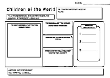 Preview of Children of the World Worksheet-Any Country