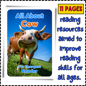 Preview of All About Cow - Early Emergent Reader eBook & PDF Printable Reading