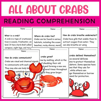Preview of All About Crabs| Crabs life cycle | Science Reading Comprehensions