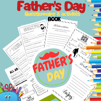 Preview of All About Dad: Father's Day Questionnaire Book and Craft Activity