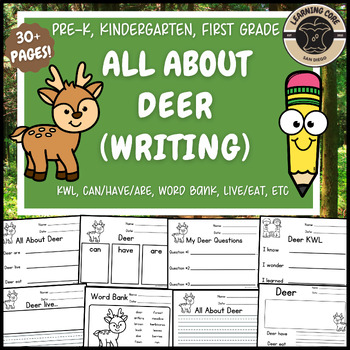 Preview of All About Deer Writing Nonfiction Forest Unit PreK Kindergarten First TK UTK