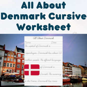 Preview of All About Denmark Cursive Worksheet