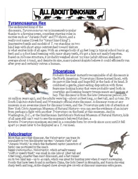 Preview of All About Dinosaurs Activity Packet