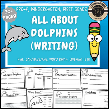 Preview of All About Dolphins Writing Nonfiction Dolphin Unit PreK Kindergarten First TK