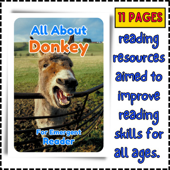 Preview of All About Donkey - Early Emergent Reader eBook & PDF Printable Reading