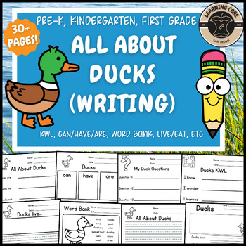 Preview of All About Ducks Writing Ducks Unit Farm PreK Kindergarten First TK Nonfiction
