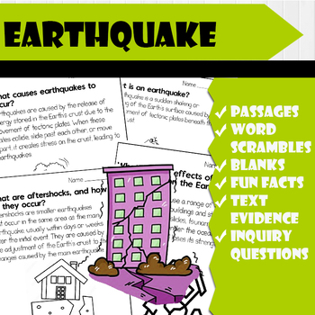 Preview of All About EARTHQUAKE | Science Reading Comprehensions, and Worksheets