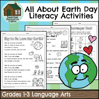 Preview of All About Earth Day Literacy Activities | NO PREP (Grades 1-3)