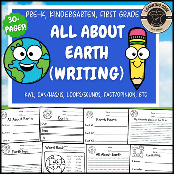 Preview of All About Earth Writing Earth Unit PreK Kindergarten First TK Earth Science