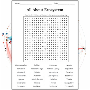 All About Ecosystem Word Search Puzzle Worksheet Activity by Word ...