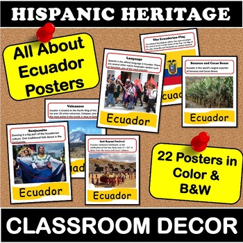 Preview of All About Ecuador Posters | Hispanic Heritage  Classroom Decor Spanish Language