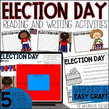 Preview of All About Election Day Reading Comprehension Activities Webquest & Writing Craft
