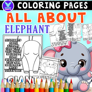 Preview of All About Elephant Coloring Pages & Writing Paper Activities ELA No PREP