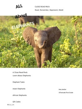 Preview of All About Elephants Close Read (A Non-Fiction Resource)