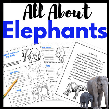 Preview of All About Elephants Thematic Non-Fiction Animal Unit - Zoo Animal Research