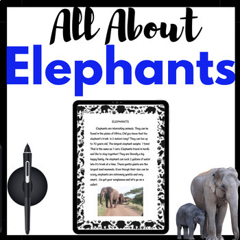 Preview of All About Elephants Thematic Non-Fiction Animal Unit Zoo Animal Research Digital