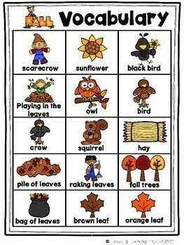 All About Fall Vocabulary Picture Word Cards for Kindergarten | TpT