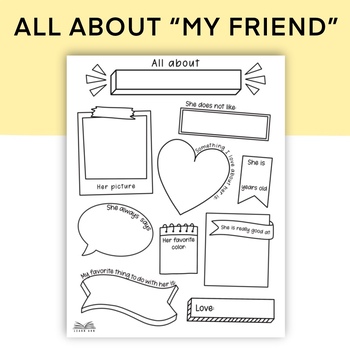 Preview of All About "Fill in the Blank" Printable Worksheet, Coloring Page Card for Anyone