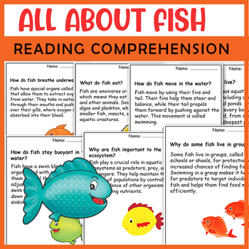 Preview of All About Fish | Fish life cycle | Science Reading Comprehensions