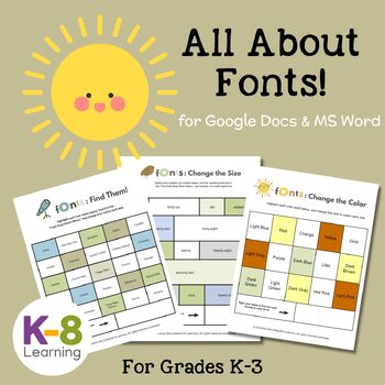 Preview of All About Fonts--Skills Bundle for Computer  for use in GOOGLE Docs or MS Word!