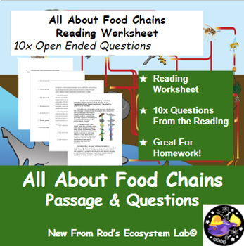 Preview of All About Food Chains Reading Worksheet **Editable**