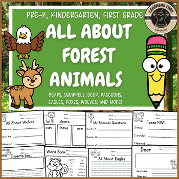 Preview of All About Forest Animals Writing Bundle Forest Animal PreK Kindergarten First TK