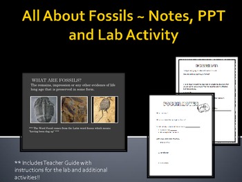 Preview of All About Fossils - PPT, Notes and Lab Activity