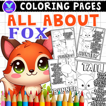 Preview of All About Fox Coloring Pages & Writing Paper Activities ELA No PREP